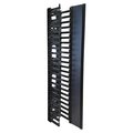 Quest Mfg Vertical Large Finger Duct With Hinged Cover for Open Racks, 170-200 Cables, 22.5U, Black VF-04-200H